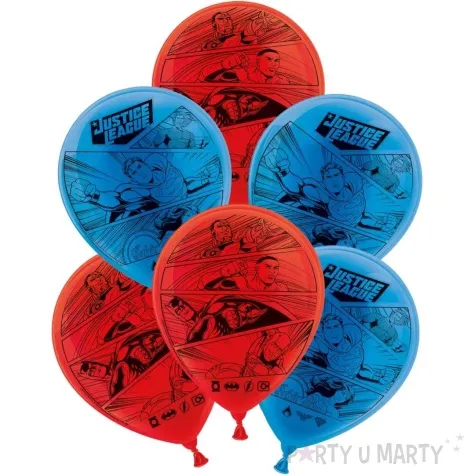 balony justice league blekitny czerwony party factory 9 10 szt