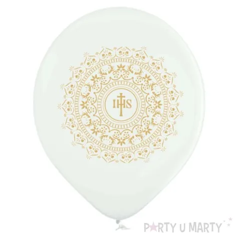 balony komunia swieta ihs w ornamencie bialy 12 6 szt