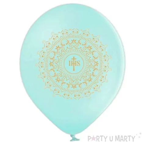 balony komunia swieta ihs w ornamencie mietowy 12 6 szt