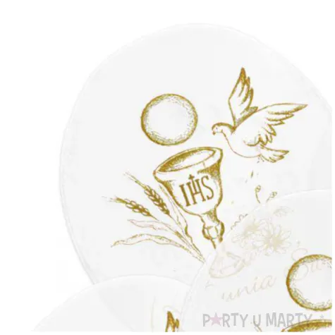 balony komunia swieta kielich ihs i golebica bialy deco mariage 5 szt