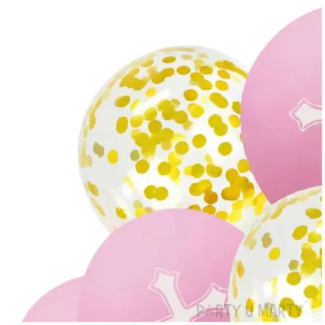 balony komunia swieta krzyze i konfetti rozowy jix 12 10 szt