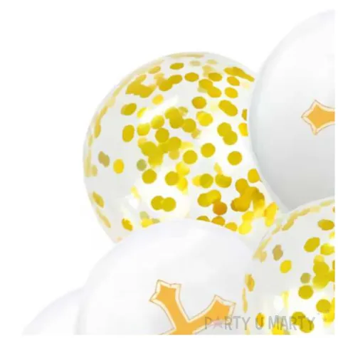 balony komunia swieta krzyze i konfetti zloty jix 12 10 szt