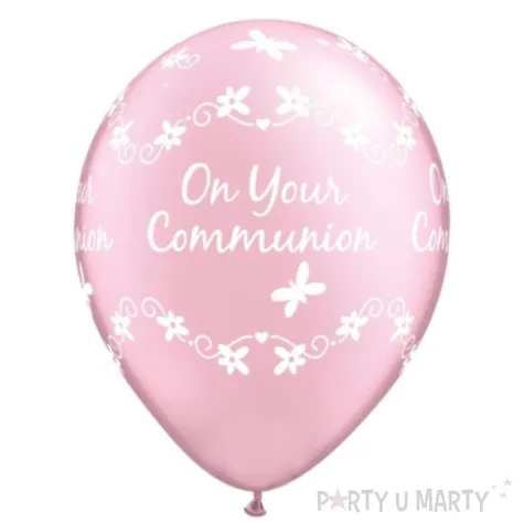 balony komunia swieta on your communion rozowe jasne qualatex 11 25 szt