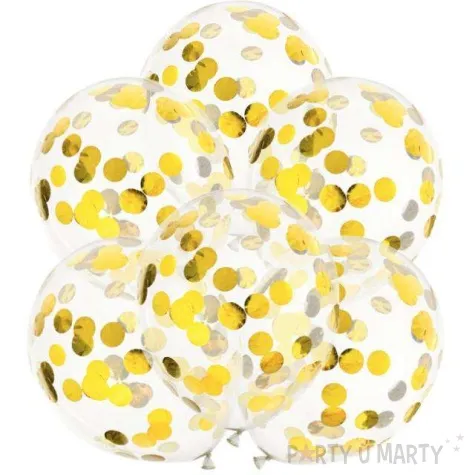 balony konfetti grochy zlote transparentne partydeco 12 6 szt