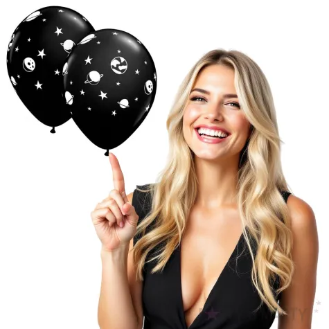 balony kosmos czarne qualatex 11 25 szt