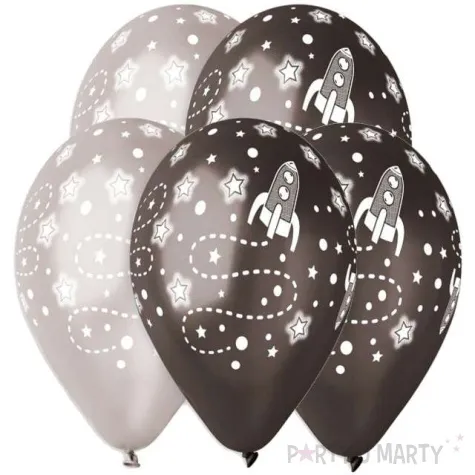 balony kosmos metaliczny czarny 12 gemar 5 szt