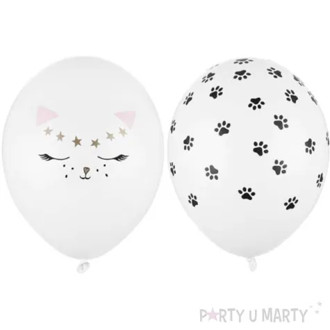 balony kotek pastel bialy partydeco 12 50 szt