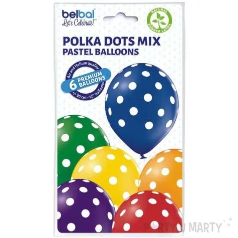 balony kropki pastel mix belbal 12 6 szt