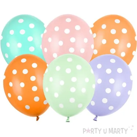 balony kropki pastel mix partydeco 12 6 szt