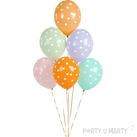 balony kropki pastel mix partydeco 12 6 szt
