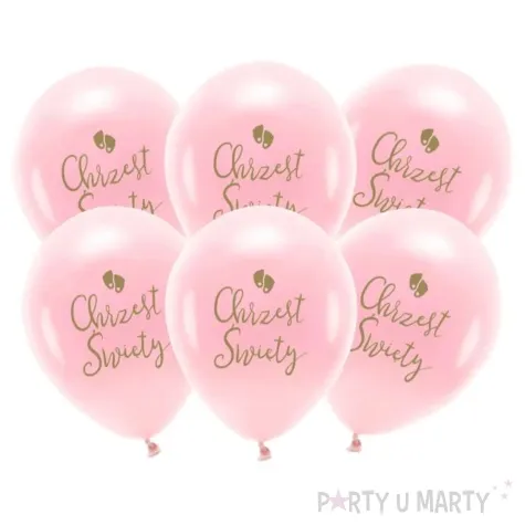 balony lateksowe eco chrzest swiety stopki jasnorozowy partydeco 13 6 szt