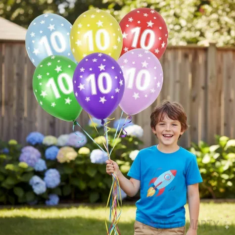 balony liczba 10 metalik mix strong 14 6 szt