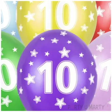 balony liczba 10 metalik mix strong 14 6 szt
