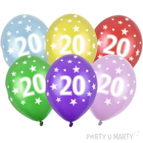 balony liczba 20 metalik mix strong 14 6 szt
