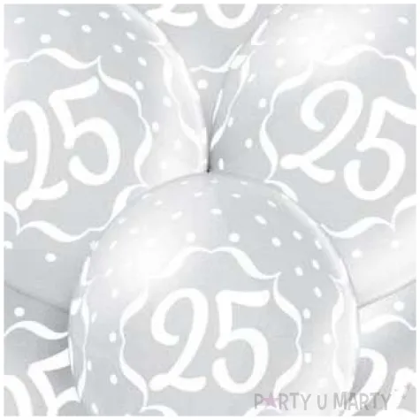 balony liczba 25 srebrny metalik belbal 12 6 szt