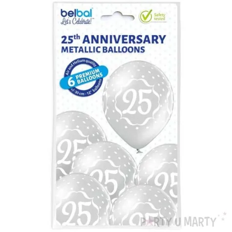 balony liczba 25 srebrny metalik belbal 12 6 szt
