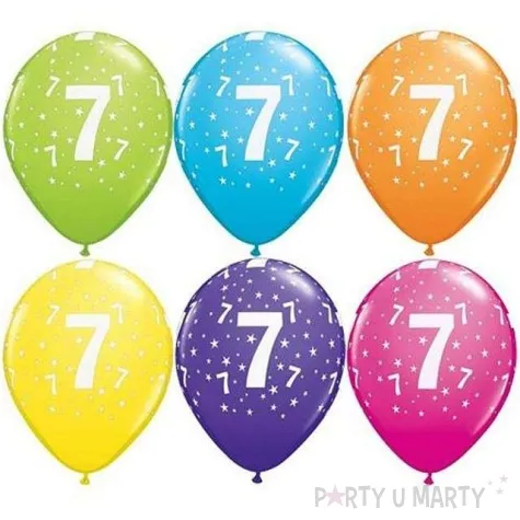 balony liczba 7 pastel mix tropik qualatex 11 6 szt