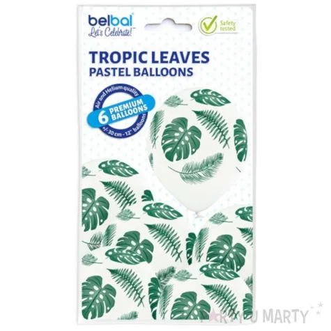 balony liscie palmy pastel biale belbal 12 6 szt