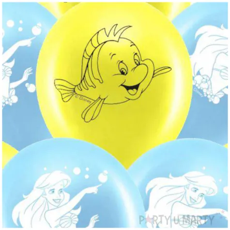 balony mala syrenka arielka i florek blekitno zolty pastel procos 11 8 szt