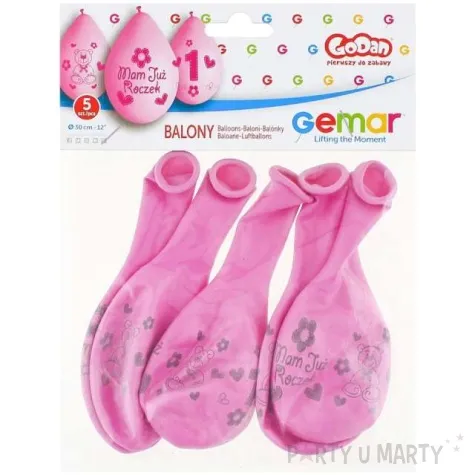 balony mam juz roczek mis rozowe gemar 12 5 szt