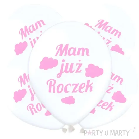 balony mam juz roczek rozowe chmurki bialy partypal 12 5 szt