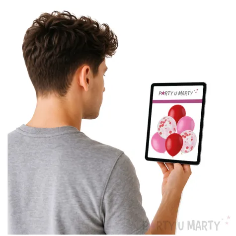 balony matowy mix z konfetti czerwono rozowe folat 12 6 szt