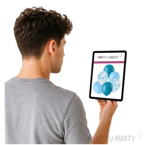 balony matowy mix z konfetti niebieskie folat 12 6 szt