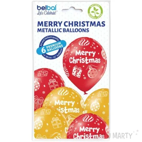 balony merry christmass metalik mix belbal 12 6 szt