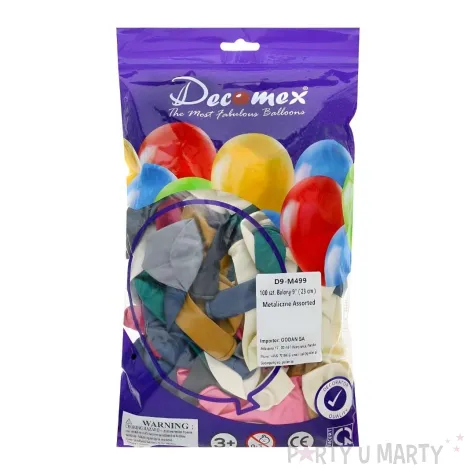 balony metalic kolorowy mix decomex 9 100 szt