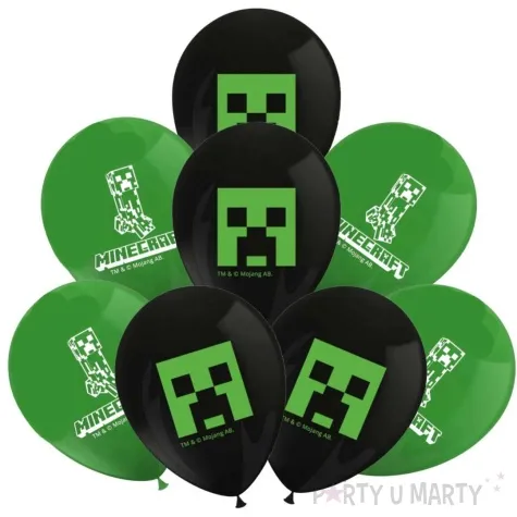 balony minecraft creeper zielony czarny pastel procos 11 8 szt