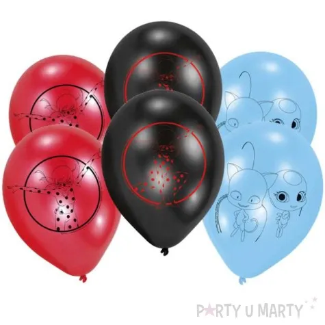 balony miraculous biedronka i czarny kot pastel mix amscan 9 6 szt