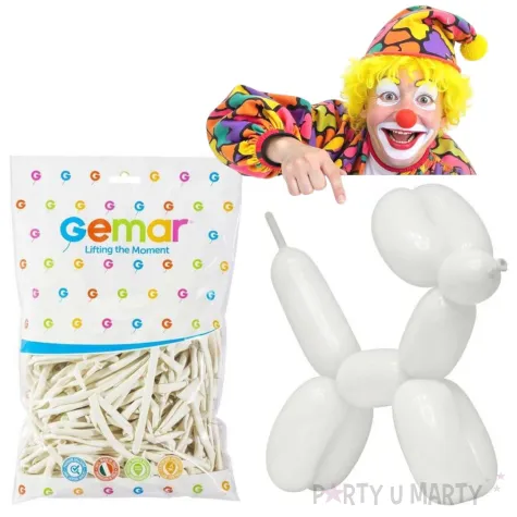 balony modeliny classic 260 biale gemar 100 szt