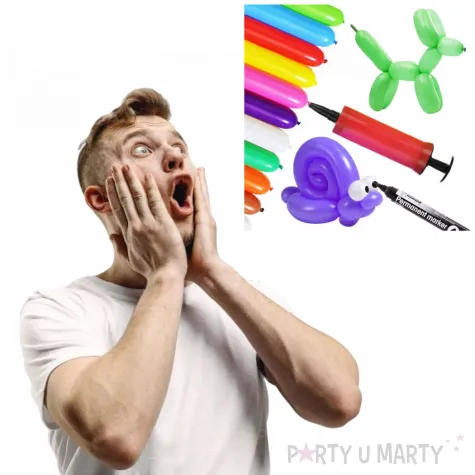 balony modeliny classic 260 pompka i marker mix 50 szt