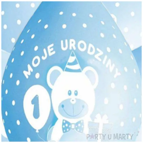 balony moje 1 urodziny mis niebieskie gemar 5szt
