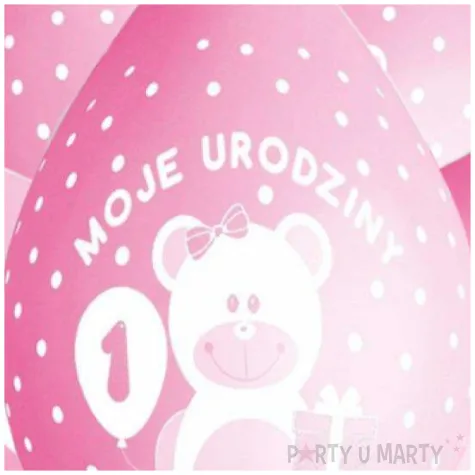 balony moje 1 urodziny mis rozowe gemar 5szt