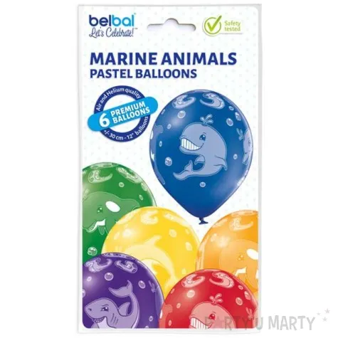 balony morskie zwierzeta pastel mix belbal 12 6 szt