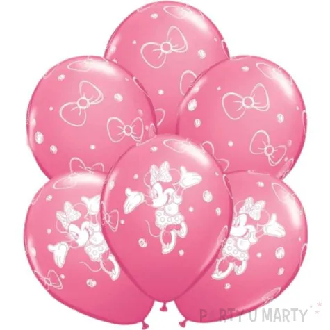 balony myszka minnie rozowy pastel qualatex 12 6 szt