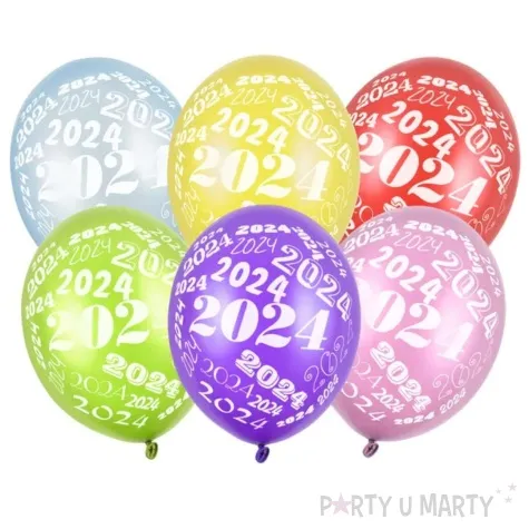 balony nowy rok 2024 metalic mix partydeco 12 50 szt
