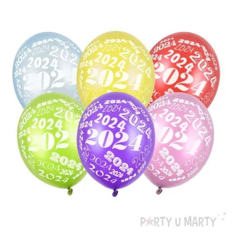 balony nowy rok 2024 metalic mix partydeco 12 6 szt