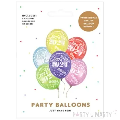 balony nowy rok 2024 metalic mix partydeco 12 6 szt