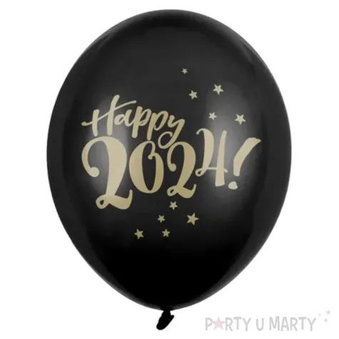 balony nowy rok happy 2024 czarny partydeco 12 50 szt