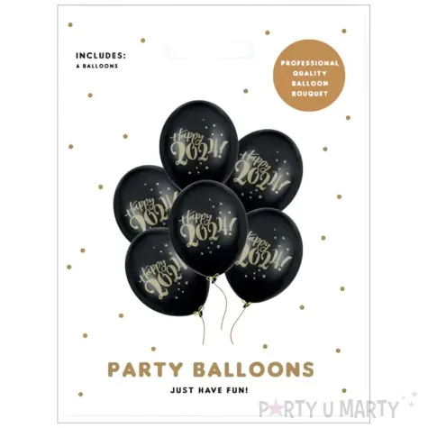 balony nowy rok happy 2024 czarny partydeco 12 6 szt
