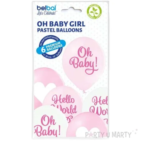 balony oh baby rozowe belbal 12 6 szt