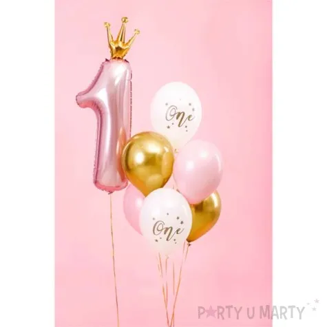 balony one 1 urodziny biale partydeco 12 50 szt