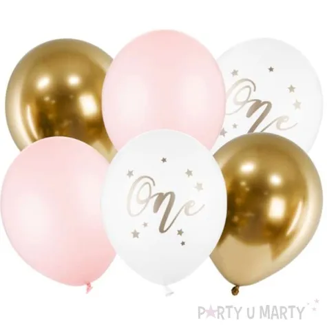 balony one baby pink mix partydeco 12 6 szt