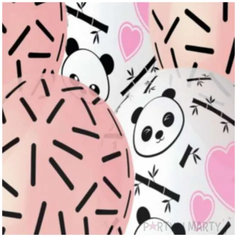 balony panda i serca 13 gemar 5 szt