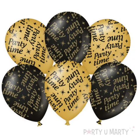balony party time classy party czarno zlote metalic 12 pd party 6 szt
