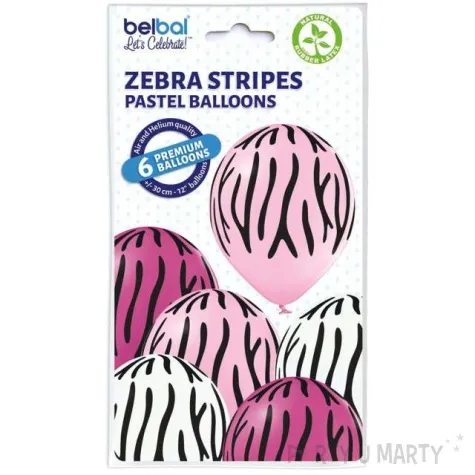 balony paski zebry pastel mix belbal 12 6 szt
