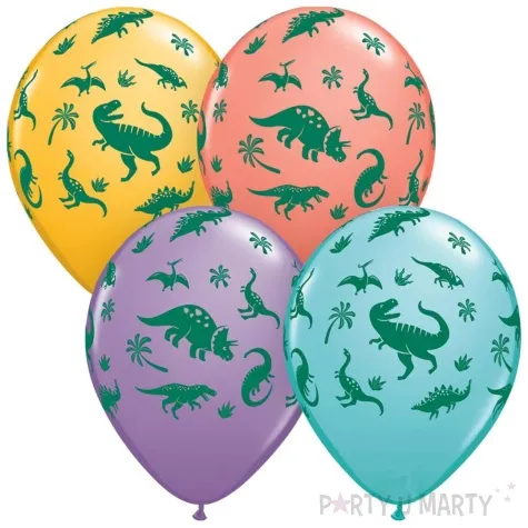 balony pastel dinozaury mix qualatex 11 25 szt