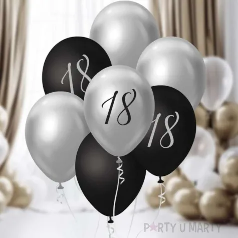 balony pastel metalik mix liczba 18 srebrny czarny godan 12 7 szt